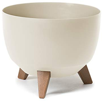 MELTOM Blumentopf mit Füßen aus Kunststoff Schale Rund mit Einsatz Farbe Baumwolle, H: 23cm, D: 29 cm