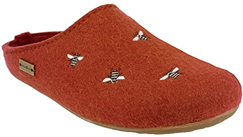 HAFLINGER Everest Api Filzpantofffeln mit Applikation terracotta, Gr. 39