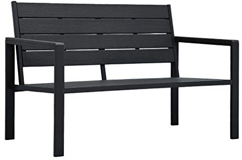 Gartenbank 120 cm HDPE Schwarz Holzoptik, ideal für den Balkon oder Garten
