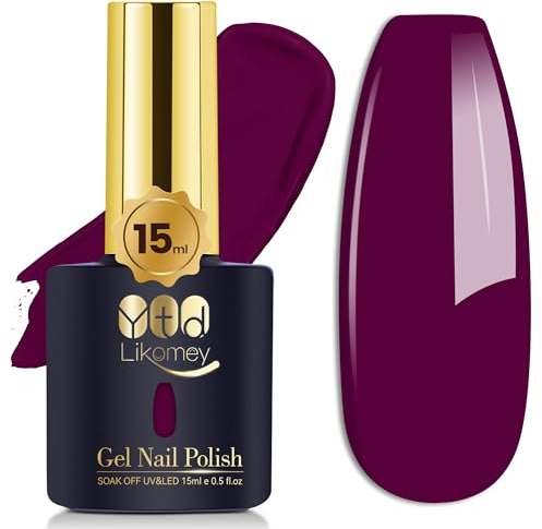 YTD Likomey Smalto Semipermanente per Unghie in gel,15ml Vino Viola UV LED Smalti Semipermanenti Professionale Manicure Gel Nail Polish