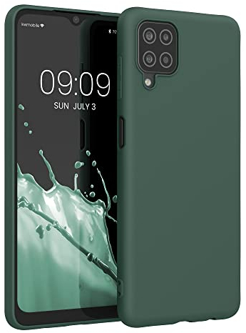 kwmobile Hülle kompatibel mit Samsung Galaxy A12 Hülle - weiches TPU Silikon Case - Cover geeignet für kabelloses Laden - Moosgrün