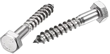 sourcing map Lot de 10 vis tire-fond hexagonales M8 x 50 mm en acier inoxydable 304 à moitié fileté pour vis à bois