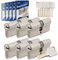 GERCAR Pro Gleichschließend 6x Schließzylinder 45/45 Set 6 Profilzylinder inkl. 30 Schlüssel - 90 mm Türschloss Zylinderschloss 6er Zylinder - Länge: 90mm, A:45 B:45 - Messing matt massiv