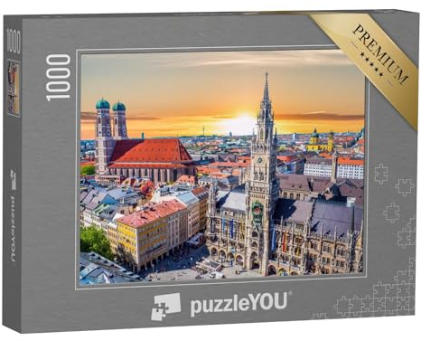 puzzleYOU: Puzzle 1000 Teile „Einfach schön: München bei Sonnenuntergang, Bayern, Deutschland“ – aus der Puzzle-Kollektion München, Deutschland, Deutsche Städte, Deutsche Großstädte