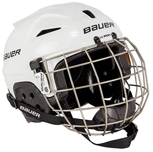 Bauer Hockey Bauer Lil Sport Hockey Helmet Combo with Face Mask Cage (White) Youth