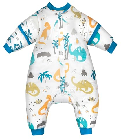 FLYISH DIRECT Babyschlafsack mit Füßen, 2.5TOG/3.5TOG Winterschlafsack, Babyschlafsack aus Baumwolle mit abnehmbaren Ärmeln, Schlafsack mit Beinen, 2.5 tog, S/70, 70cm