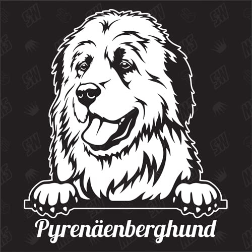 Pyrenäenberghund Version 2 - Sticker, Aufkleber, Hundeaufkleber, Autoaufkleber, Hund, Auto, Hunderassen, Mischling, Mix, Tiere, Haustier (AUCH MIT Wunschname MÖGLICH)