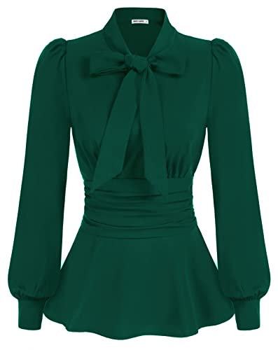 GRACE KARIN Damen Festlich Blusen Krawatte Hochzeit Blusen Langarm Gotisch Oberteil CL1476-03_00L