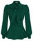 Women Victorian Stand Collar Ruffled Blouses Vintage Corset Long Sleeve Shirt Dark Green Tops Dark Green L