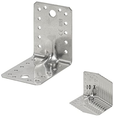10 x siwitec Edelstahl Winkel Verbinder 70 x 70 x 55 mm mit Sicke, CE-Kennzeichnung, Materialstärke 2mm, 90 Grad Winkel, Winkelverbinder Edelstahl (V4A), Schwerlastwinkel, Stütze, Holzverbinder Winkel