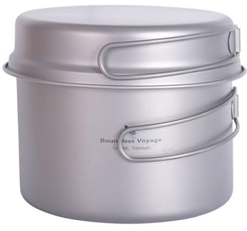 Boundless Voyage Ti2110C - Olla de titanio con sartén, utensilios de cocina para exteriores, juego de cocina de Tianio, con asas plegables dividibles