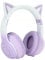 Bewinner Cute Cat Ear Gaming Headphones, LED Lights 3.5mm Wired Wireless BT Foldable Gaming Headset for PC, Laptop Headset with Noise Canceling Microphone for Gift, Game (Purple)