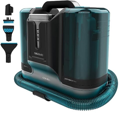 Cecotec Limpiador Aspirador de Tapicerías y Alfombras sin Cable Conga Carpet&Spot Clean Liberty. 150W, Autonomía 30 mins, 2 Depósitos, Pulverizador de Agua y Accesorio Limpia Ventanas