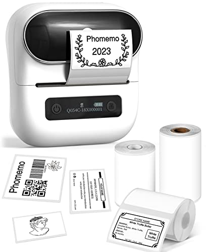 Phomemo M220 Etikettendrucker, Tragbarer Ettikettendrucker Etikettiergerät Bluetooth Thermo Beschriftungsgerät Barcode,Einzelhandel,kleine Unternehmen, mit Smartphone & PC, Mit 3 Rollen Etiketten