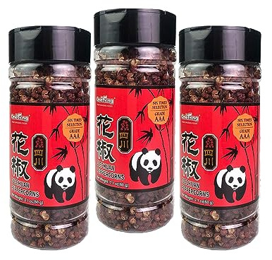 ONETANG Sichuan Peppercorns, 6.3oz(180g), Authentic Szechuan Whole Red Peppercorn, Less Seeds, Strong Flavor, Essential for Mapo Tofu, Kung Pao Chicken and Asine Cusine, Pack of 3