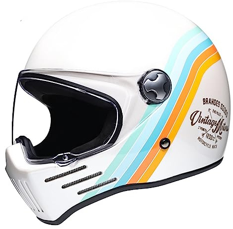 DOT/ECE-Zugelassener Vintage Vollhelm Integralhelm Motorradhelm mit Doppelvisier Motorradhelm, Moto-Integralhelm Für Männer Und Frauen C,M