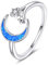 Mond Stern Ring Damen 925 Sterling Silber Blau Opal Einstellbar Ring für Mädchen Opal Mond Schmuck Geschenk