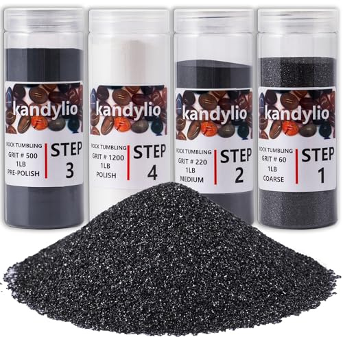 4-Steps Rock Tumbler Abrasive Grit and Polish Refill Media Kit Silicon Carbide & Aluminum Oxide Media