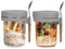 Oursouion 2Pack Overnight Oats jars with Lids and Spoons, Reusable Glass Overnight Oats Container with Measurement Marks, Breakfast jar,Oatmeal Container for Milk, Cereal, Fruit（grey）