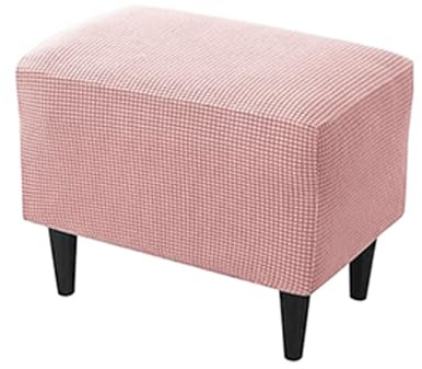 Highdi Ottomane Schonbezug Hockerbezug, Karierter Jacquard Stoff Einfar Big Hocker Hussen für Fußhocker, Stretch Bezug Waschbar Ottomane Abdeckung Überzug Hocker Protector (Rosa)
