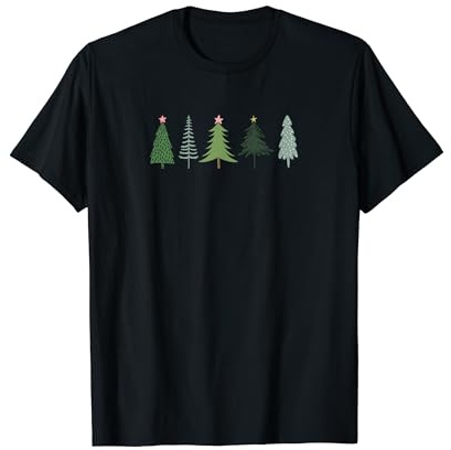 Mens O Christmas Tree Winter Simple Minimal Evergreen Trees T-Shirt
