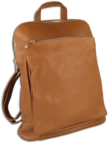Toscanto Damen Cityrucksack Leder Tasche tan Hellbraun OTT610RN Leder Cityrucksack