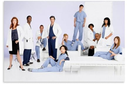 YBRAVO Greys Anatomy Character Poster Dekorative Malerei Leinwand Wandkunst Wohnzimmer Poster Schlafzimmer Malerei,Wandkunst Bilddruck Moderne Familienzimmer Dekor 08x12inch(20x30cm)