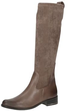 CAPRICE Damen Hohe Stiefel mit Absatz Runde Spitze Blockabsatz, Braun (Taupe Comb), 37.5 EU