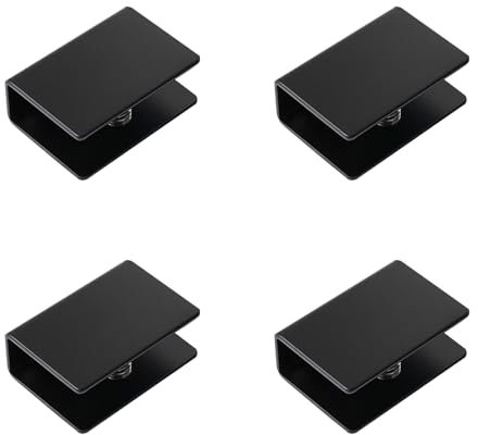 4Pcs Glass Shelf Brackets Stainless Steel Clip Holder Adjustable Glass Clamp Semicircular Glass Shelf Clamp for 8mm Glass Acrylic Wood (Black, Small)