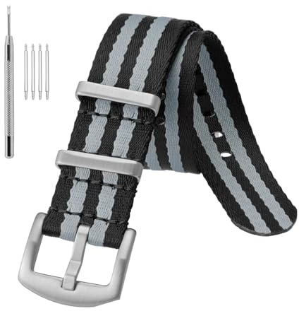 Anbeer 20mm Nylon Uhrenarmbänder,Militärische Ballistik Ersatzuhrenarmbänder mit Edelstahl-Schließe für Männer Frauen