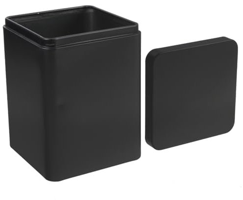 ABOOFAN Quadratische Tee-Vorratsdosen, Metall-Küchenbehälter mit luftdichtem Deckel, leeres Vorratsglas für losen Tee, Kaffeebohnen – 8 x 8 x 11 cm