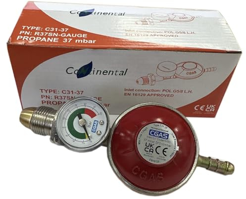 LPG Regulator with built in pressure gauge | UK POL | For Propane Gas Bottle Cylinder