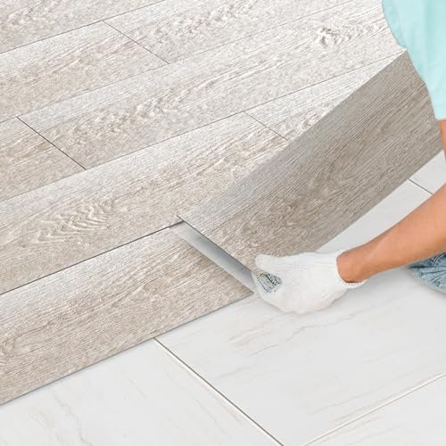 Fogmiea PVC Bodenbelag Selbstklebend Vinylboden Stabparkett Holzoptik Boden Fußboden rutschfest, wasserfest, schwer entflammbar 4 m²/28 Fliesen, White Oak