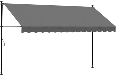 vidaXL Markise, Klemmmarkise Einziehbar, Sonnenmarkise für Balkon Garten Terrasse, Balkonmarkise Einstellbare Höhe, Anthrazit 350x150cm Stoff Stahl