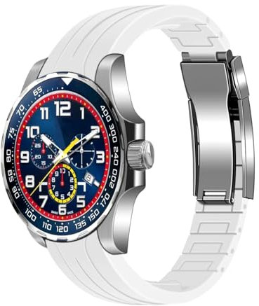 Kai Tian Bracelet de montre de rechange en caoutchouc - Extrémité incurvée - En silicone - Caoutchouc conique - Avec boucle de plongée classique - Pour hommes et femmes, 20mm, Acier inoxydable, Pas de