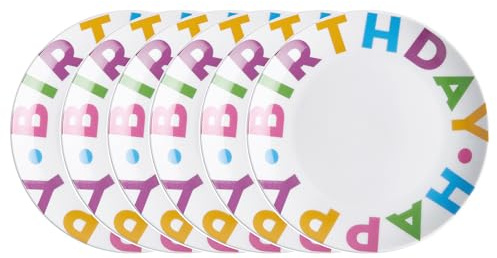 BUTLERS 6er-Set Kuchenteller Ø 20cm Porzellan -HAPPY BIRTHDAY- Partyteller für die Geburtstagstafel | Dessertteller für Kaffeetafel und Buffet