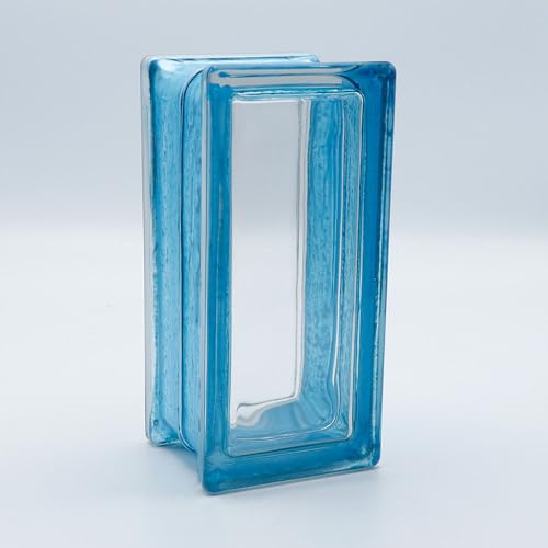 Design Glasbaustein Vollsicht Reflex Indigo (Halbstein), 19x9x8 cm - 10 Stück