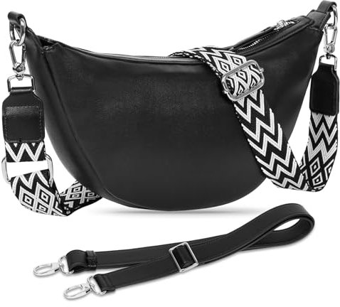 TIAASTAP Crossbody Bag Damen Moonbag Handtasche Umhängetasche klein Bauchtasche Schultertasche Crossbag Herren Damen Brusttasche mit 2 Breiter Gurt