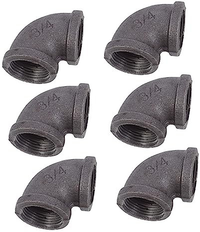 ARTIBETTER Raccordo a Gomito in Ferro 3/4 Per Tubo Flessibile Set Da 6 Pezzi Accessori Robusti e Durevoli Per Impianti Idraulici Connettori Per Tubi a 90 Gradi