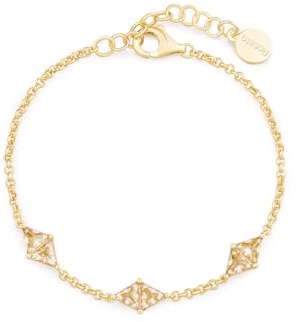 Rosato Vittoria RZVT12 Sterling Silver Bracelet in Gold Colour with Lobster Clasp and 6 White Cubic Zirconia Size: 19 cm