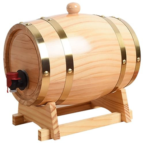 Kalastussaari Wine Barrel 3L Whiskey Barrel with Tap & Stand – Oak Barrel for Aging Whiskey, Wooden Barrel Dispenser for Spirits, Liquors, Beer Storage & Display, Wine Barrel