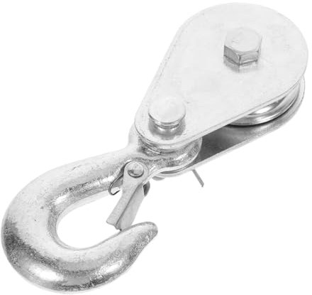 DRESSOOS Rollenring Aufzug Riemenscheibe Drahtseil Flaschenzug Hakenrolle Flaschenzug-Hakenblock Flaschenzughaken zum Aufhängen Blockrolle mit Haken Seilzugblock Seilzugrad Stahl Silver