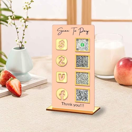 Pahdecor Personalisierbares QR-Code-Schild aus Acryl, personalisierbar, für kleine Unternehmen, Scanning-Zahlungsschild, WLAN, QR-Code, Beschilderung, Multi-Scanning, Cash App, Vemo-Schild,