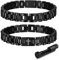 Armband Herren Edelstahl Kreuz Herrenarmbänder - Jesus Christus Kruzifix Männer Armband Einstellbar mit Knebelverschluss Geschenk für Sohn Papa Ehemann Bruder Konfirmation Weihnachten (Schwarz)
