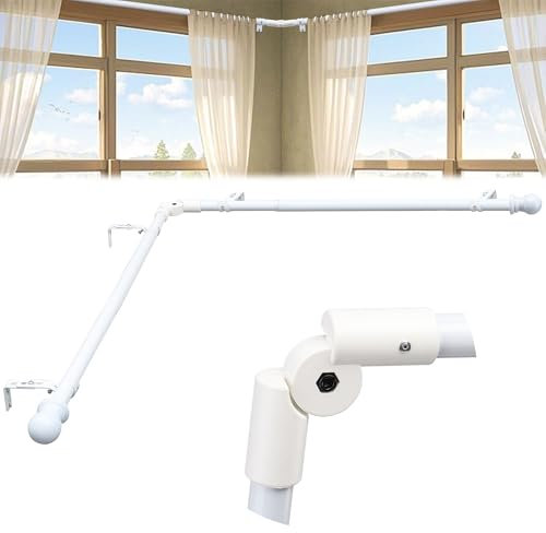 Gardinenstangen, L-förmig gebogene Gardinenstangen für Fenster 76-345 cm, 2,5 cm Durchmesser Schwerlast-Gardinenstangen für Schlafzimmer, Wohnzimmer, Weiß