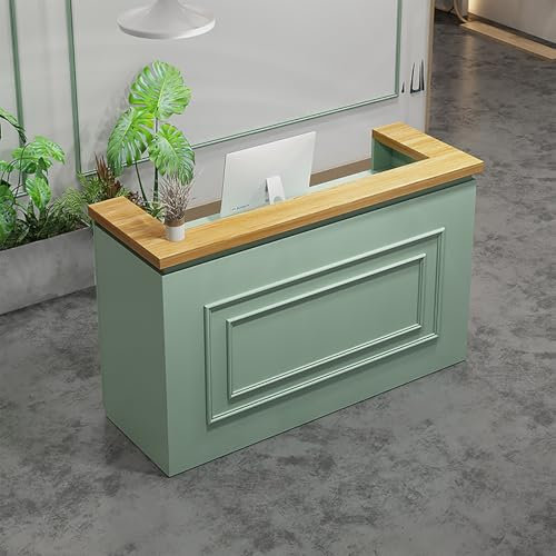 Moderner Empfangstheke für den Einzelhandel, mit abschließbaren Schubladen, multifunktionaler Stehtheke für Salon, Büro und Kasse, Grün, 120 cm