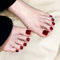 French False Toenails - Pure Red Fake Toe Nail - Stick on Toenails with Nail Glue - Acrylic Press on Toenails - Spring Summer Seaside Toe Nail Extensions for Women Girls
