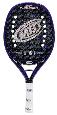 MBT EASY T-CARBON, Racchetta Beach Tennis Carbonio e Fibra di Vetro - Superficie ruvida con Super Grip - Eva Soft – Leggera e Bilanciata – Profilo 20 mm - Custodia inclusa