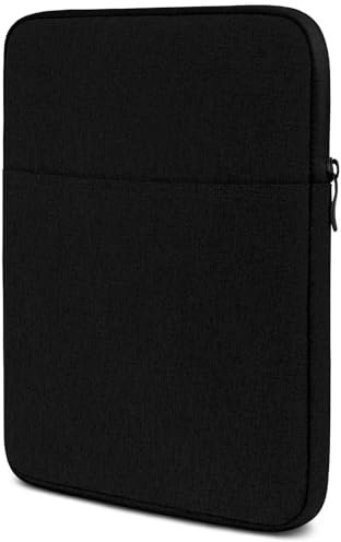 moex Tablet Hülle für Doogee U11 Tasche mit Reißverschluss und Fach für Zubehör, Nylon Stoff Sleeve weich Gepolstert, Schutzhülle Minimalistisch Dash Case, Schwarz