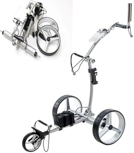 ZenSeFarin Elektrischer, Zusammenklappbarer Junior-Golf-Trolley, Steigfähigkeit 30 Grad, Geräuschlos, Leichter 3-Rad-Golf-Trolley Mit Praktischem Griff, Anzeigetafel, Halterung Und Fernbedienung